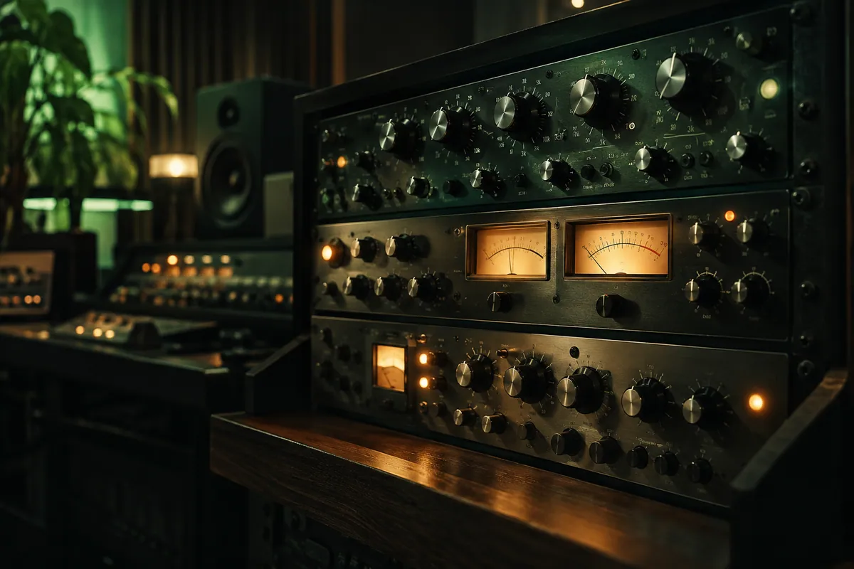 Mastering equalizer, compressor and illuminated VU meters